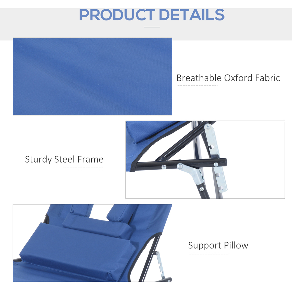 Outsunny Blue Foldable Sun Lounger with Reading Hole Image 6