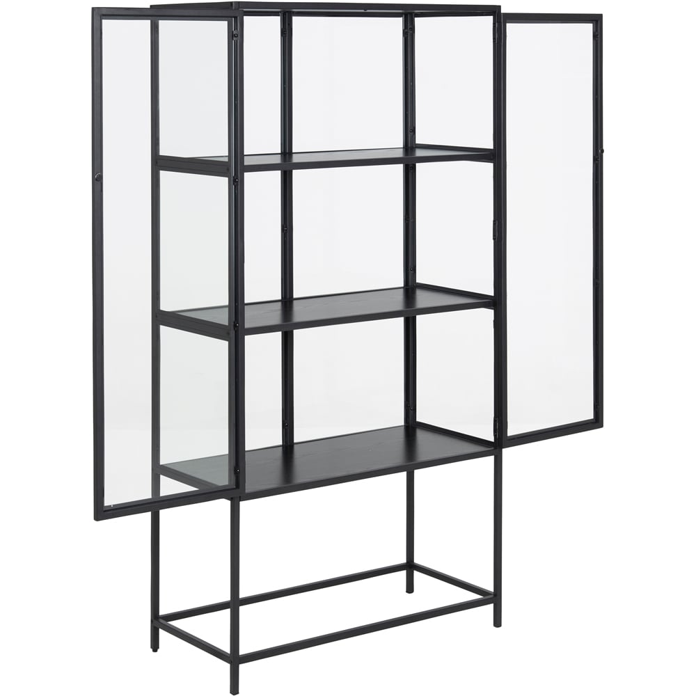Florence Seaford 2 Door Black Glass Display Cabinet Image 5