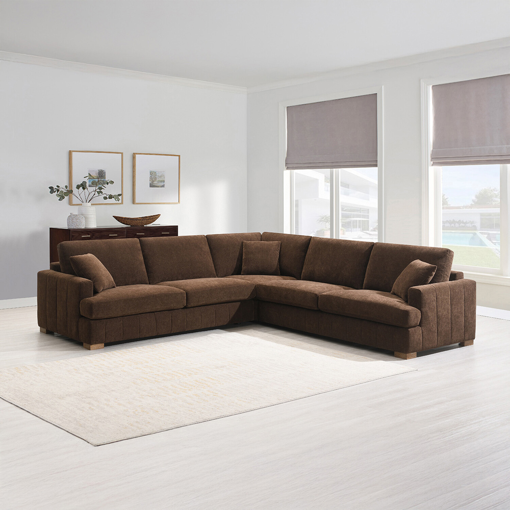 Arden Corner Sofa with Footstool Brown Image 7