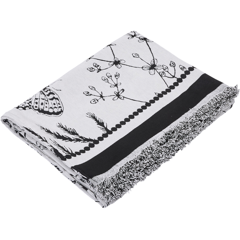 Living and Home 3 Seater White and Black Butterfly Chenille Sofa Cover Image 4