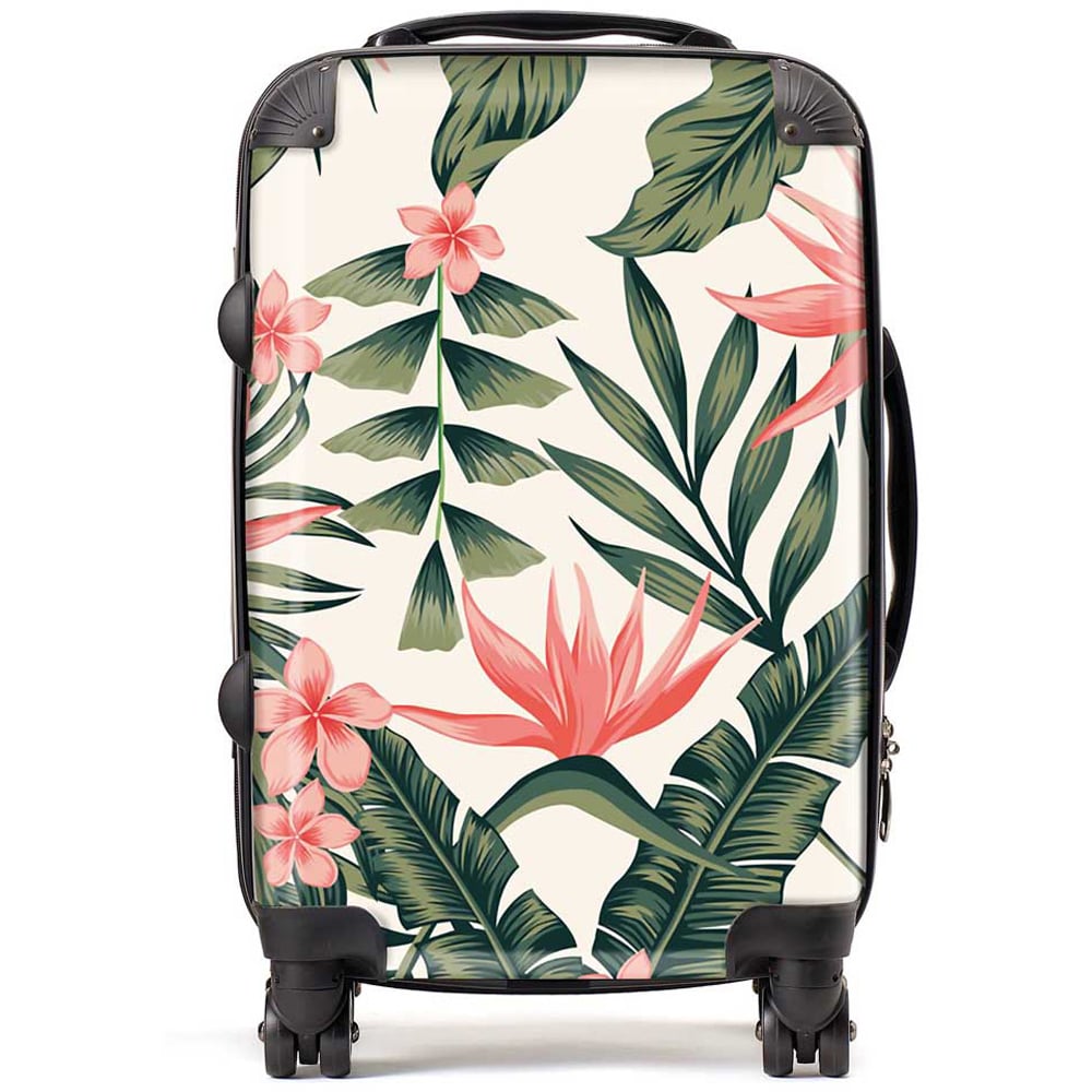 Warren Reed Designer Cabin Dark Tropical Green Leaves Suitcase Image 1
