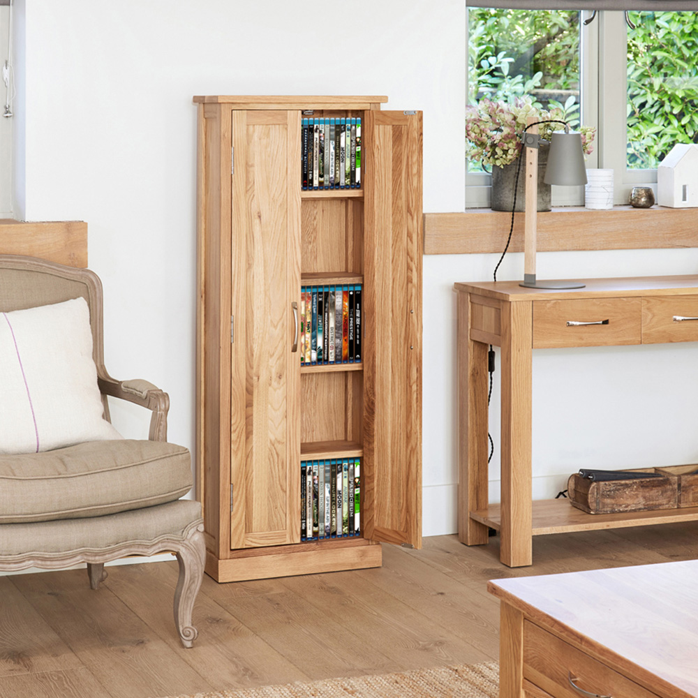Baumhaus Mobel 4 Shelf Oak DVD Storage Cupboard Image 2