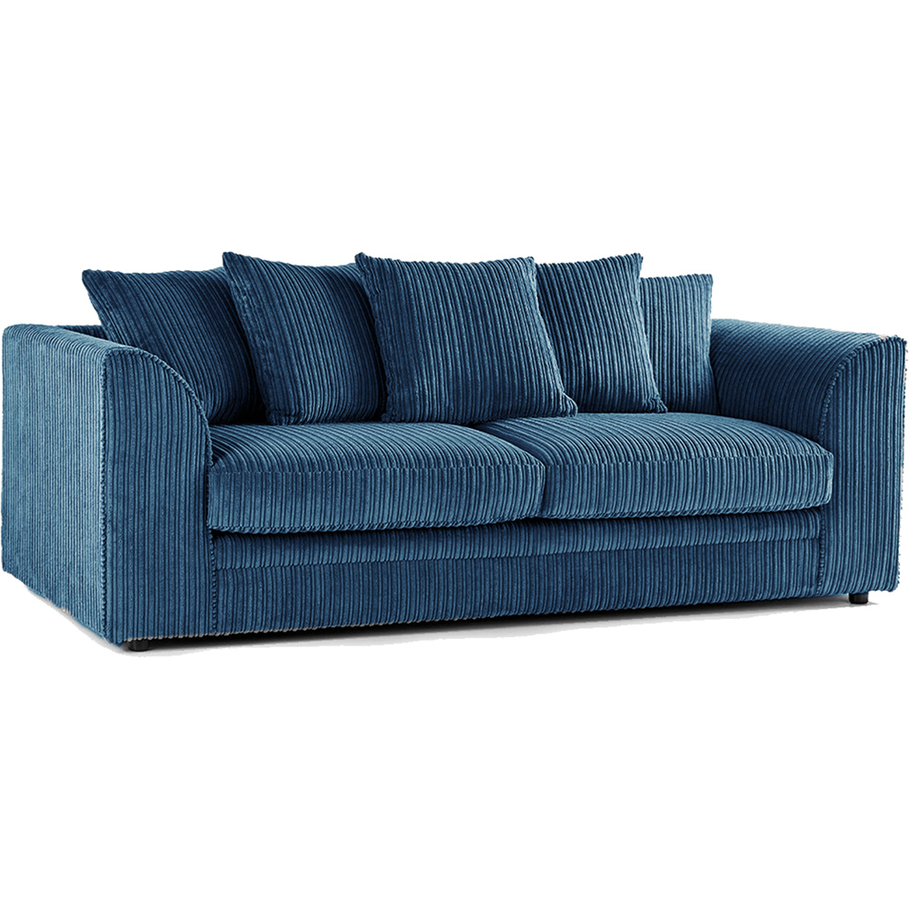 Luxor 5 Seater Marine Blue Jumbo Cord Scatter Back Sofa Set Image 3