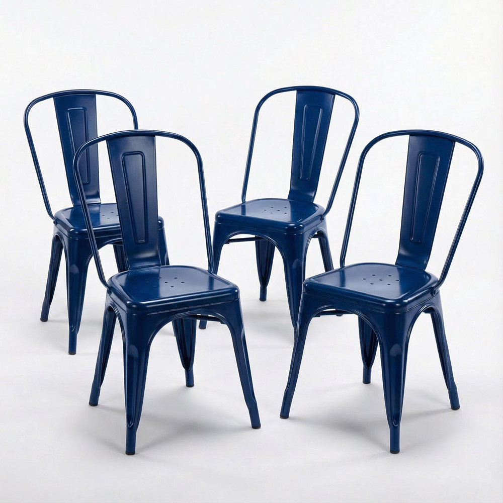 FWStyle Blue Gloss Metal Chair 4 Pack Image 4