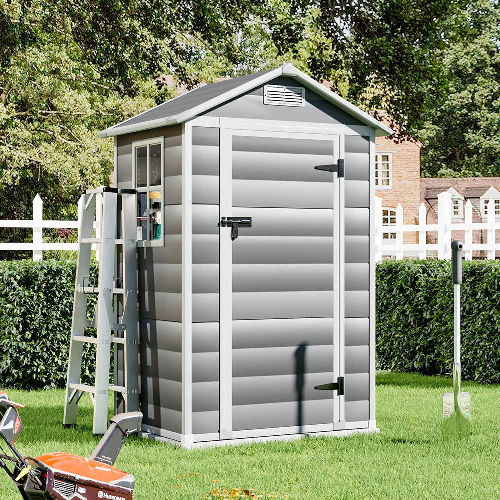Living and Home 4.3 x 3.3ft Garden Plastic Storage Shed with Window Image 8