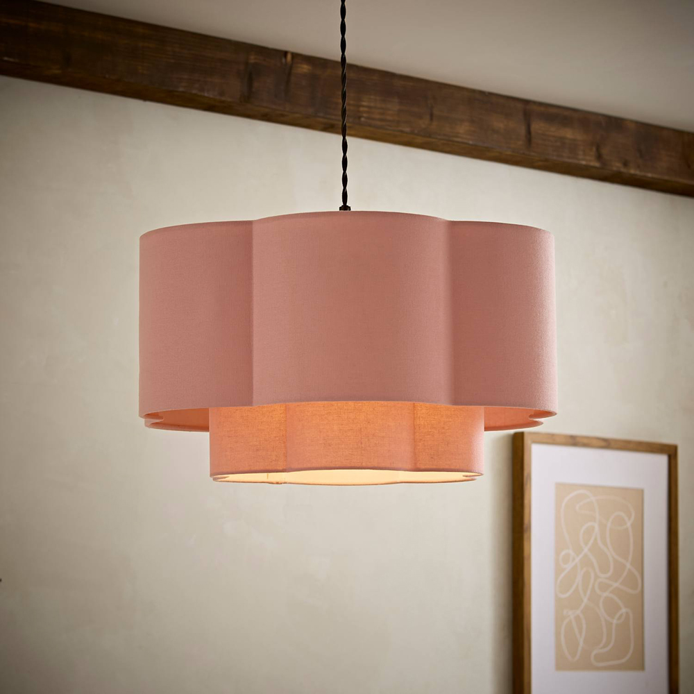ValueLights Nora 2-Tier Pink Linen Scallop Lamp Shade 45cm Image 6