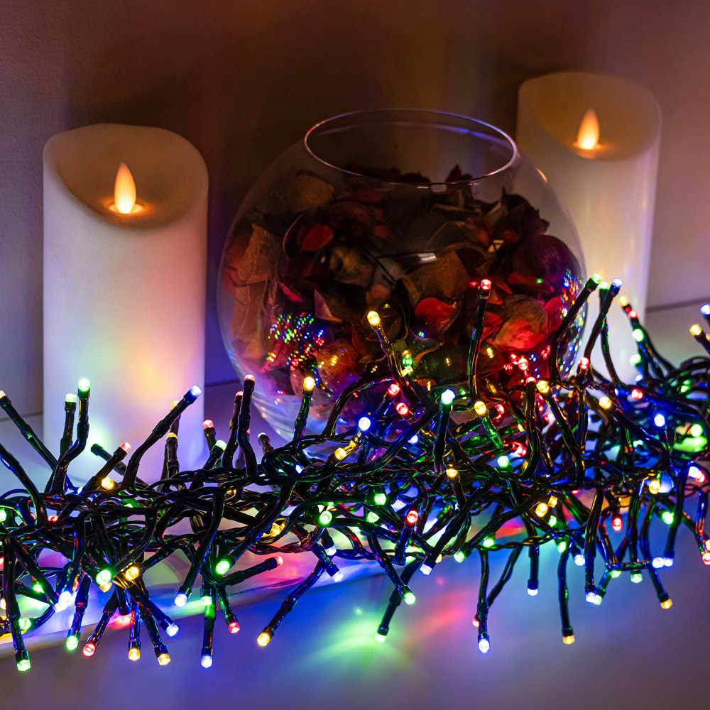 The Christmas Centre 360 Multicoloured LED Multifunction Green Cable Cluster Light 5.4m Image 2