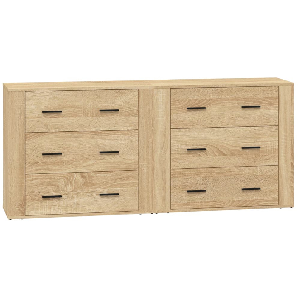 vidaXL 3 Drawer Sonoma Oak Sideboard Set of 2 Image 2