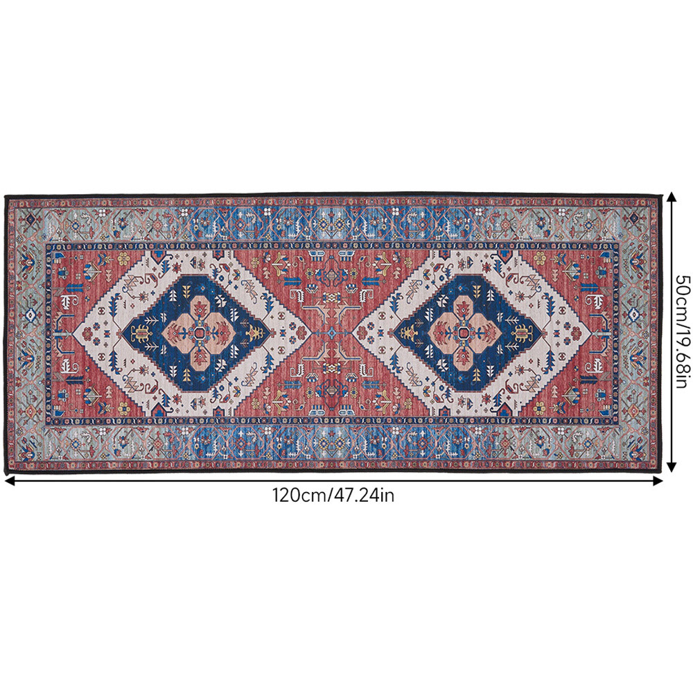 Living and Home Bohemian Red Symmetrical Geometric Non-Slip Runner Rug 120 x 50cm Image 8