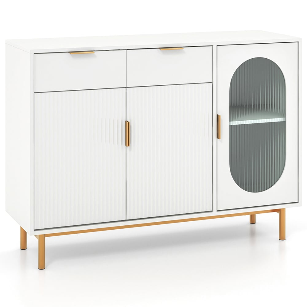 Costway 2 Drawer and 2 Cabinet White Kitchen Storage Cabinet Image 2