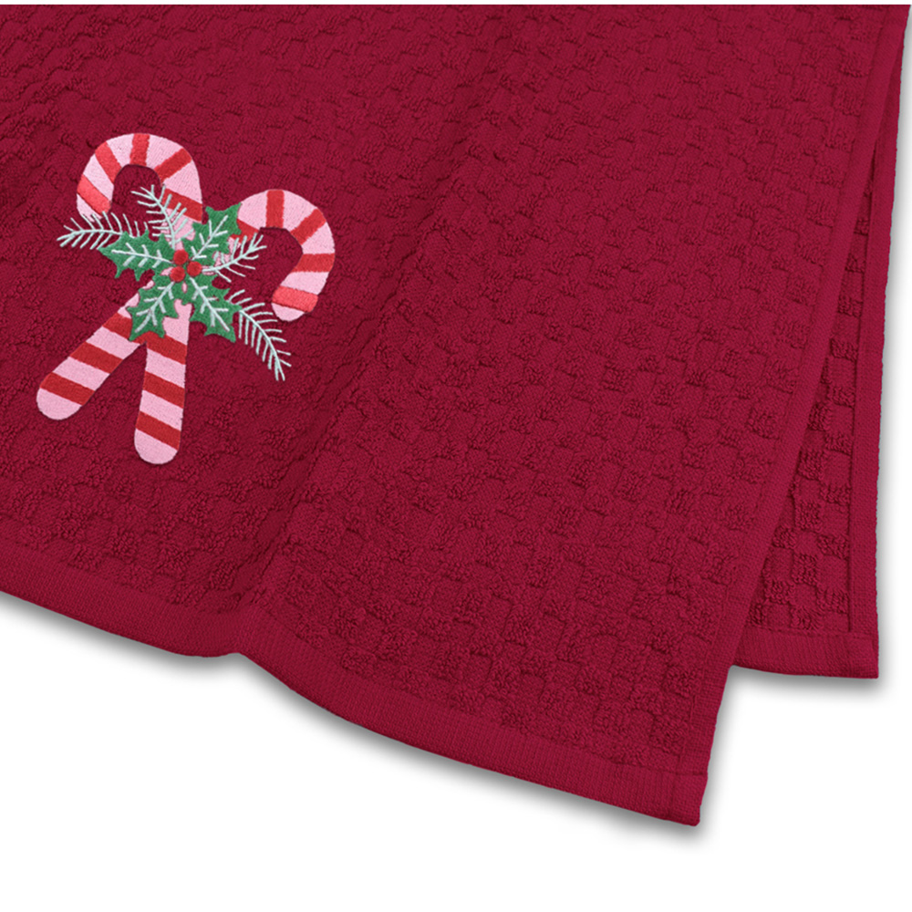 Noel Square Candy Canes Red Tea Towel 3 Pack Image 5