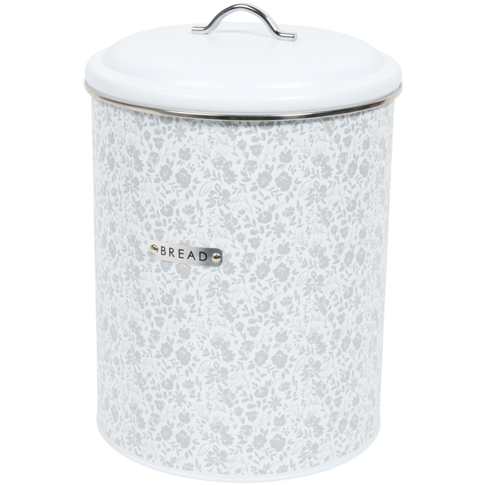 Floral Round Bread Bin White Image 3