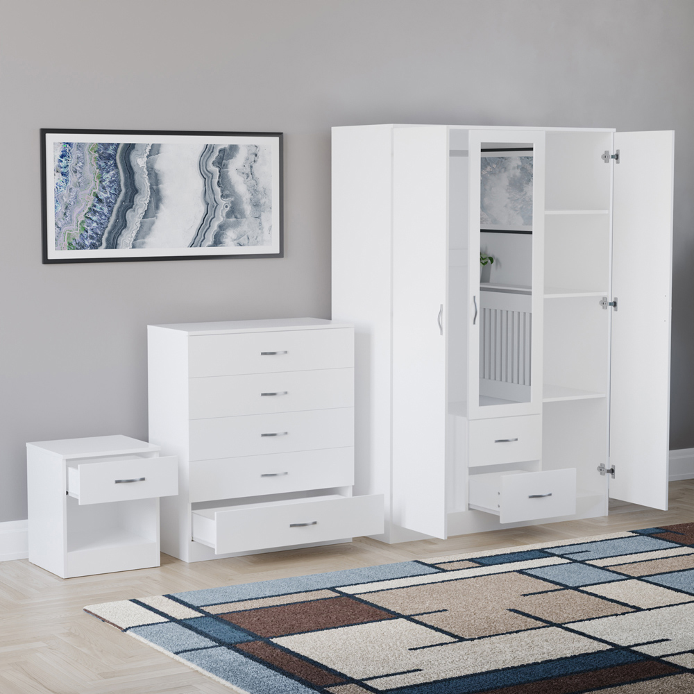 VIDA DESIGNS Riano White 3 Piece Bedroom Furniture Set Image 4