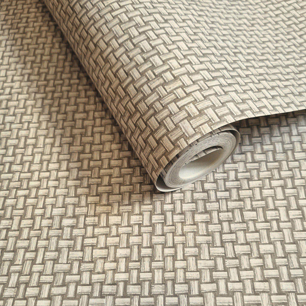 Holden Basket Weave Beige Wallpaper Image 2