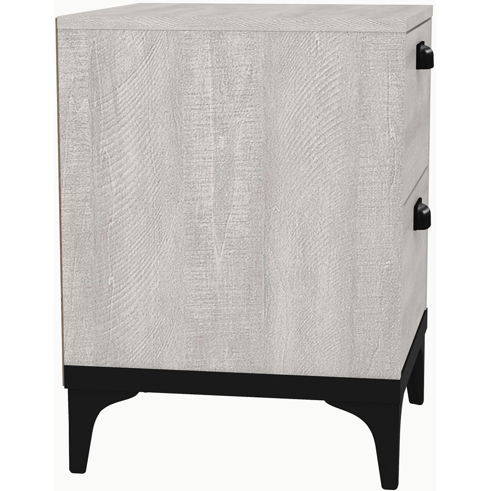 GFW Truro 2 Drawer Grey Wood Effect Bedside Table Image 5