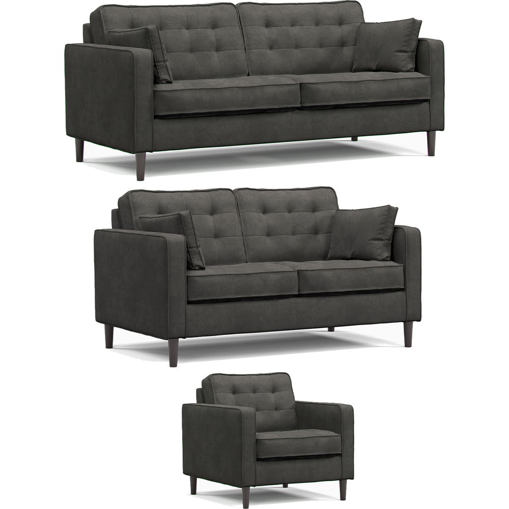 Eden 6 Seater Graphite Chenille Sofa Suite Image 2