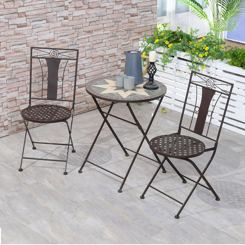 Outsunny 2 Seater Coffee Metal Foldable Bistro Set Image 1