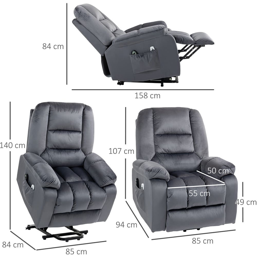 HOMCOM Grey Lift Chair with Vibration Massage and Heat Image 7