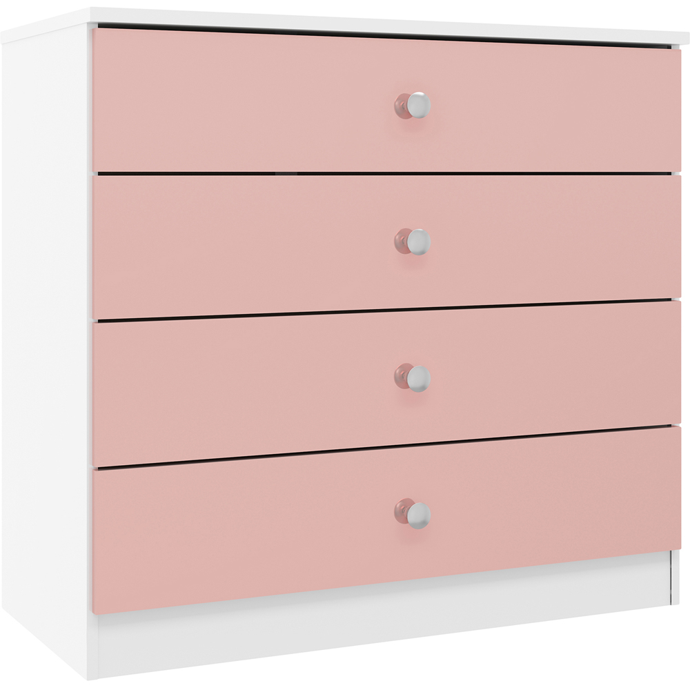Seconique Denver 4 Drawer White and Pink Gloss Storage Chest Image 2