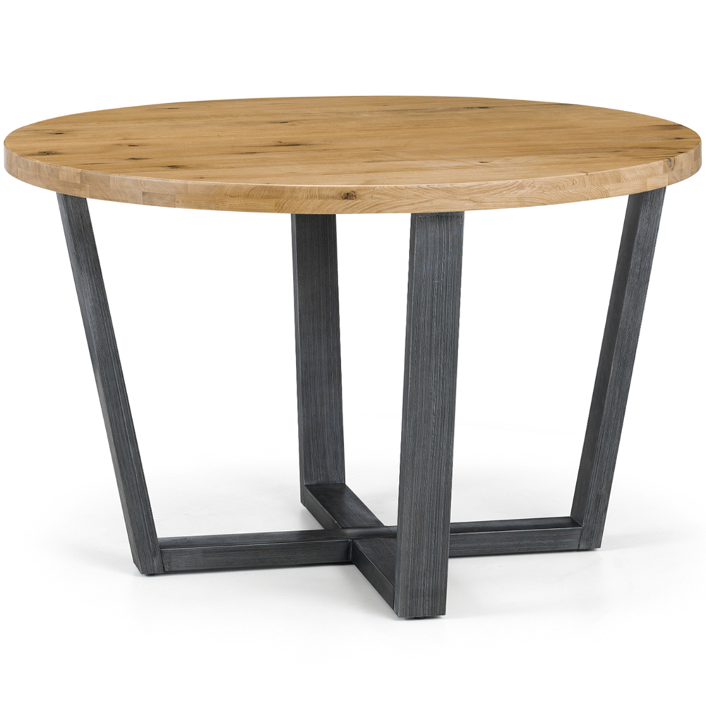 Julian Bowen Brooklyn 4 Seater Round Dining Set Oak and Blue Image 4