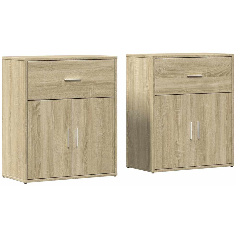 vidaXL 2 Door Single Drawer Sonoma Oak Sideboard Set of 2 Image 2