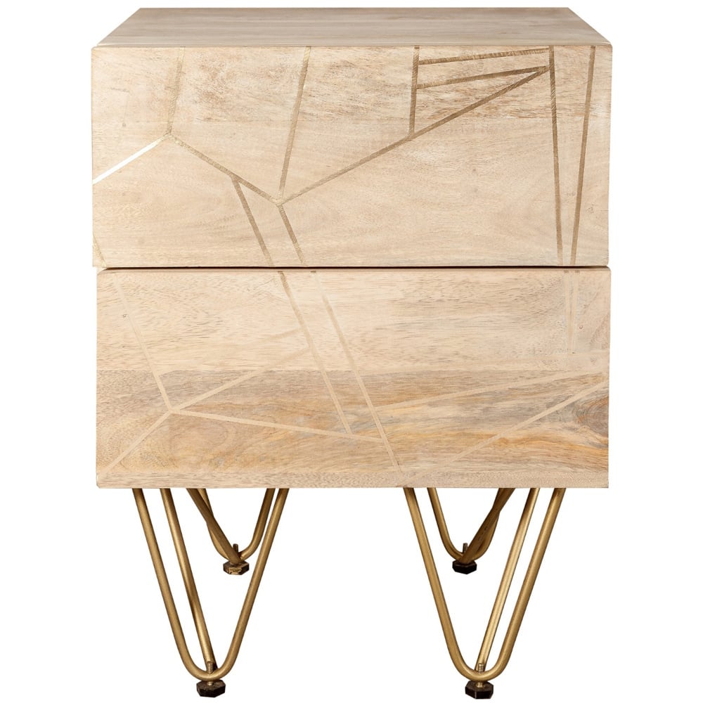 Brooklyn Huyen 2 Drawer Light Gold Side Table Image 3