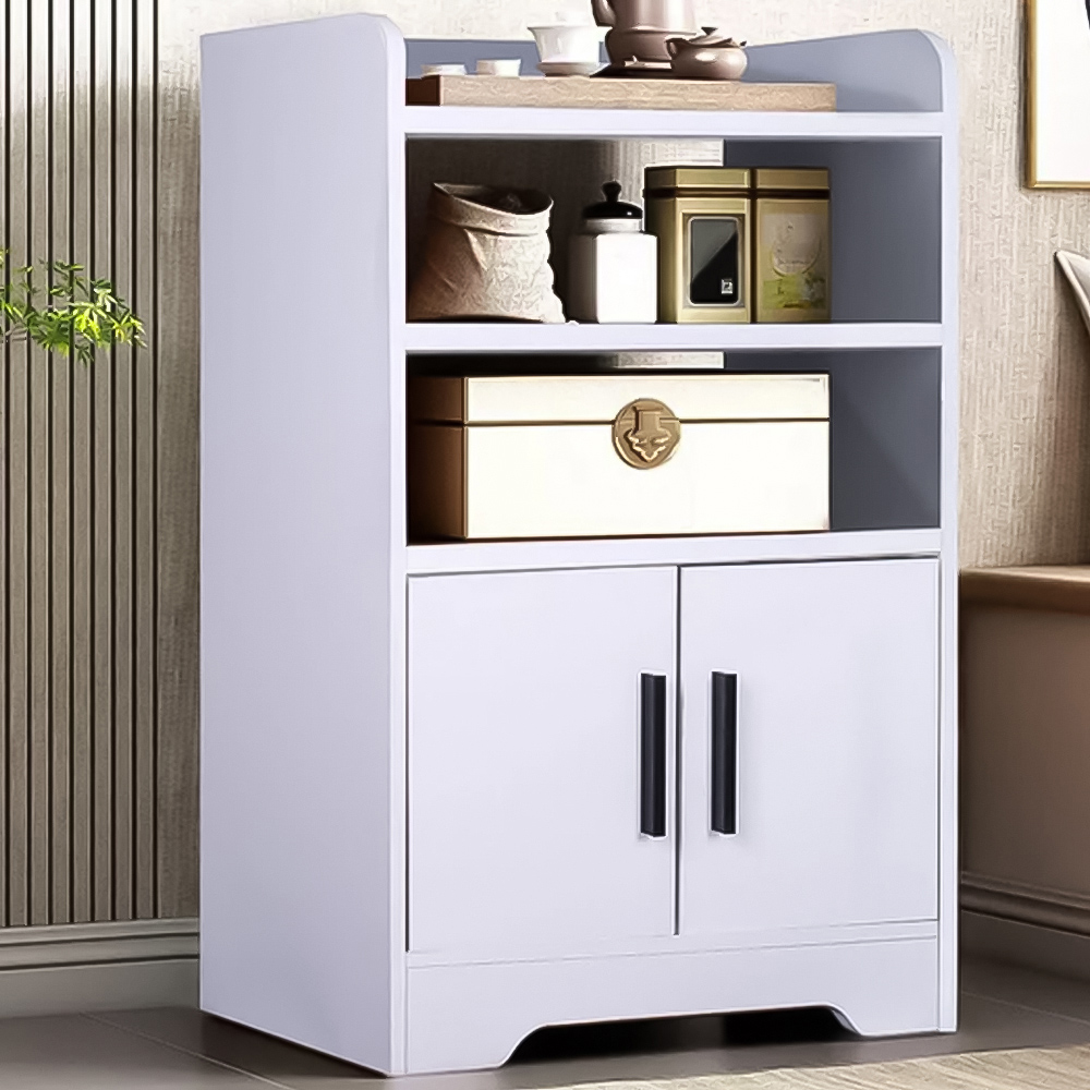 H&O Direct 3 Shelf White Wooden Sideboard Image 1