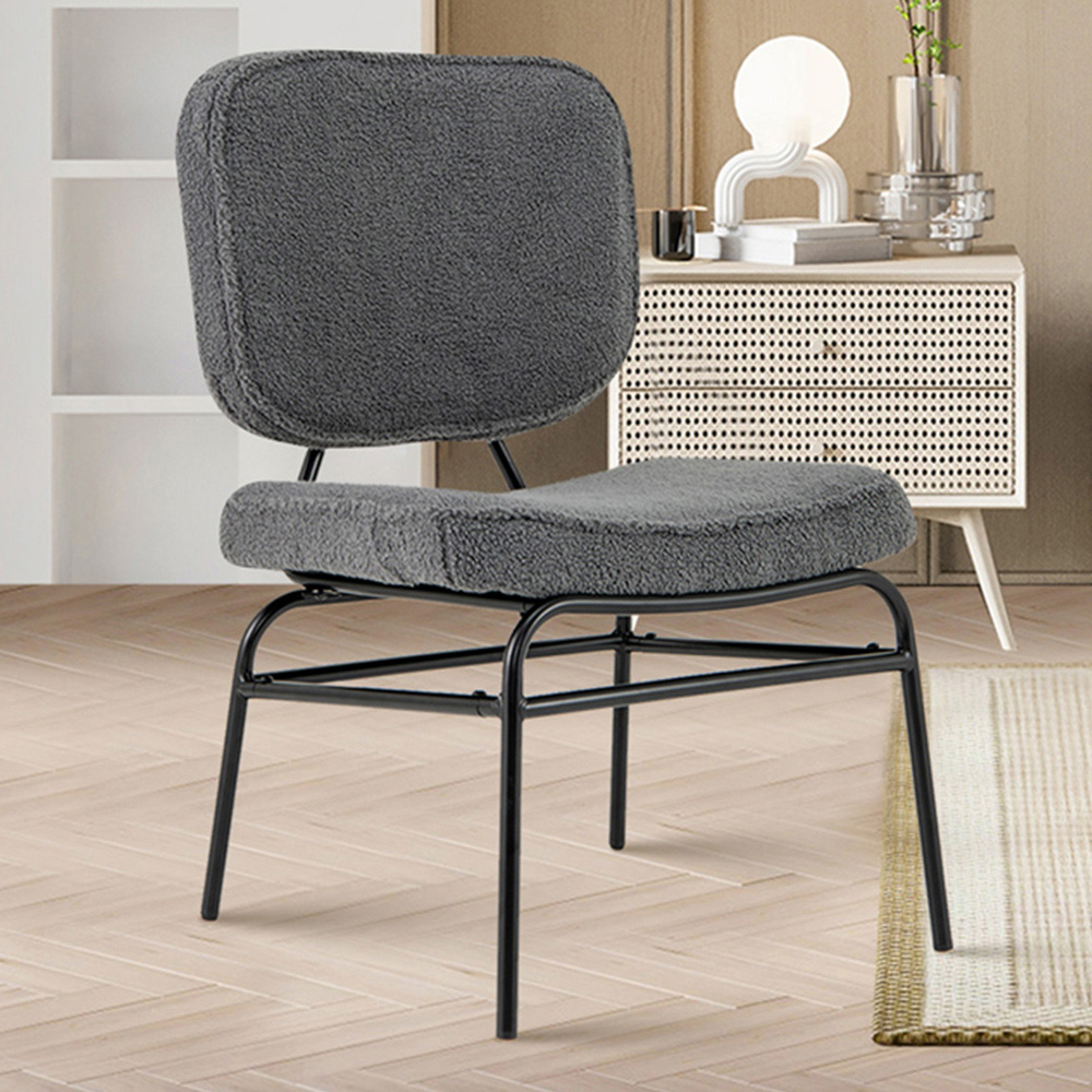 Costway Grey Upholstered Accent Chair Image 1