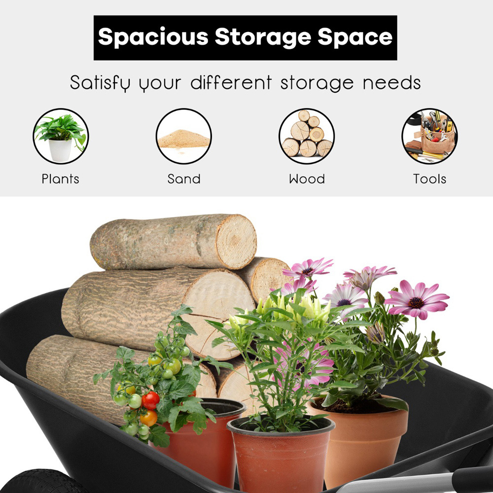 Costway Black Garden Trolley with Pneumatic Tyres 150kg Image 5