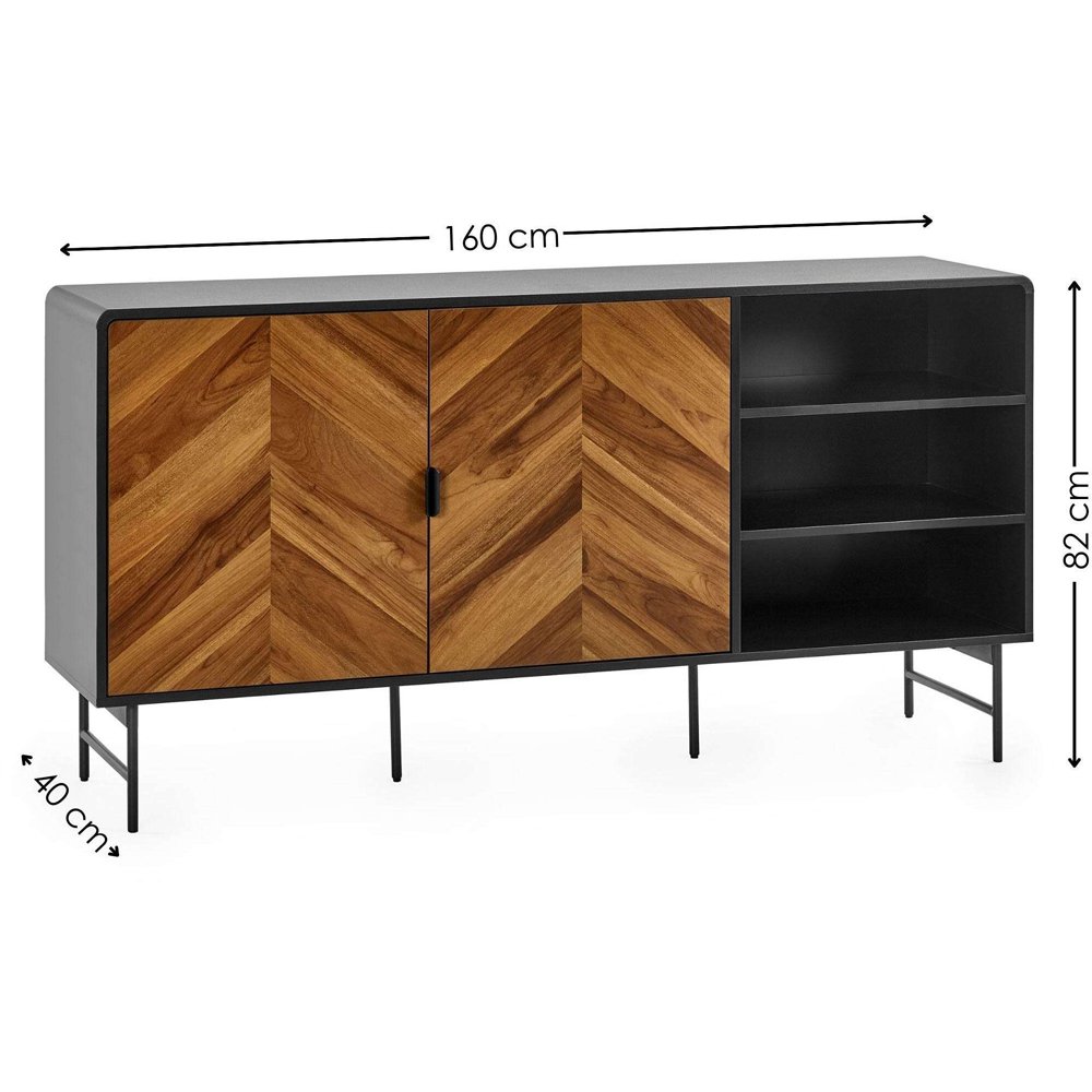 Julian Bowen Alvin 2 Door 3 Shelf Black and Chevron Natural Wood Effect Sideboard Image 9