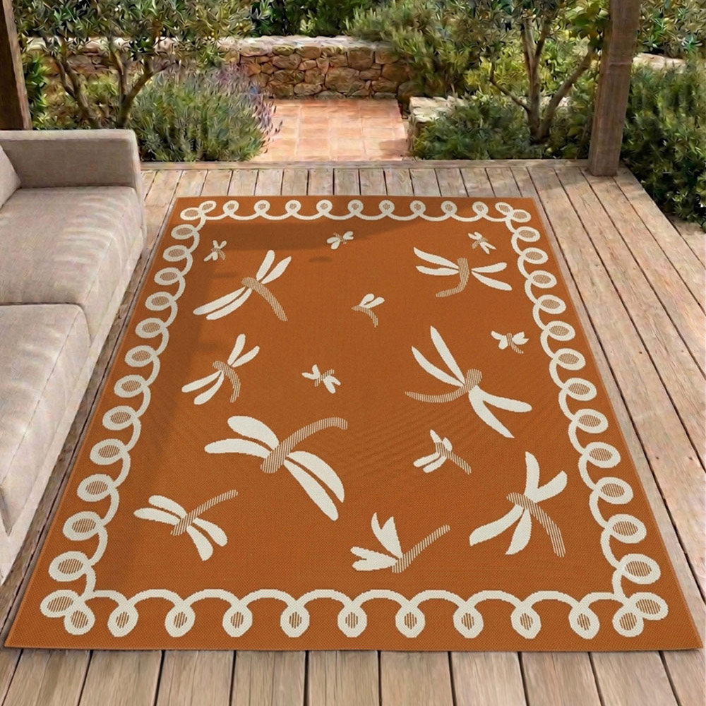 Portland Rugstyle Terracotta Dragonfly Rug 80 x 150cm Image 1