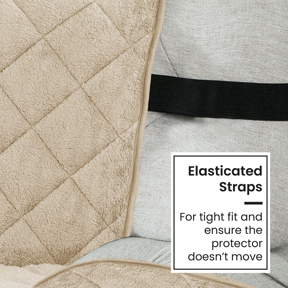 Homerepublic 3 Seater Beige Teddy Fabric Water-Repellent Sofa Protector with Elasticated Straps Image 3