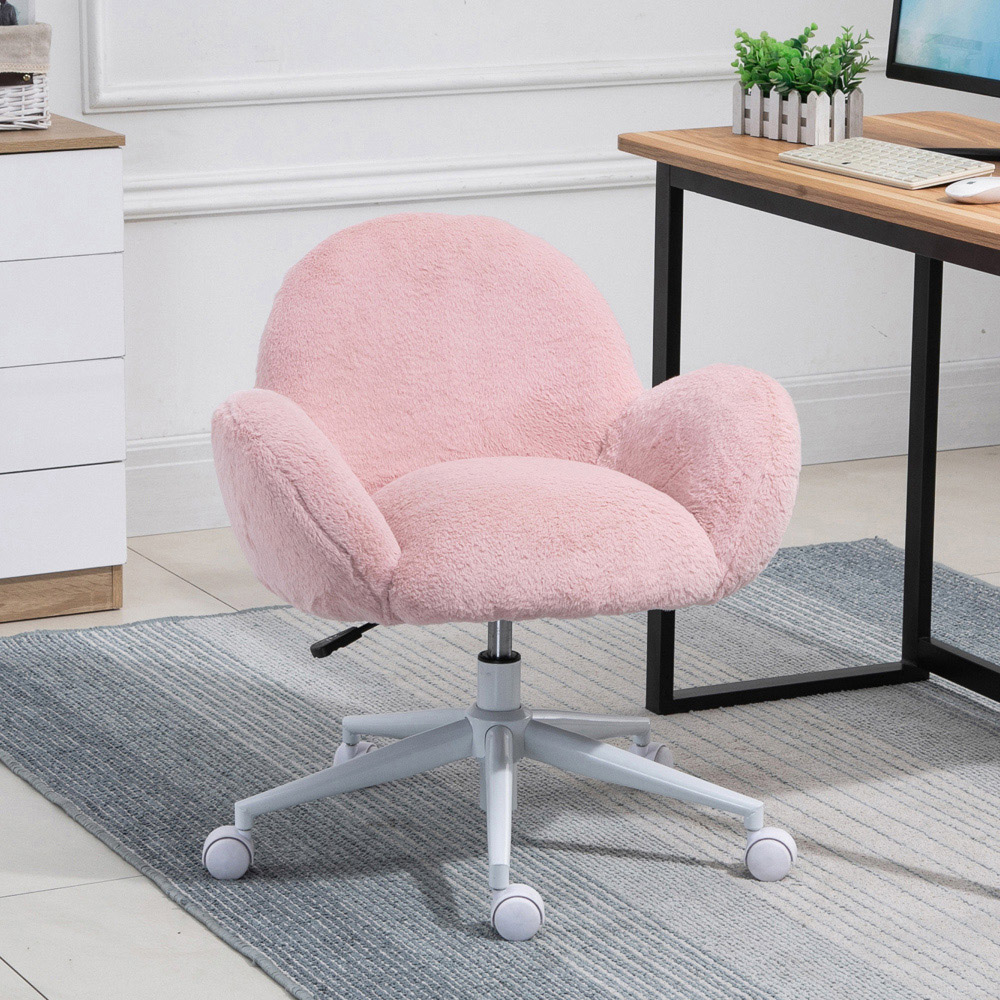 Portland Pink Fluffy Swivel Office Chair Image 7
