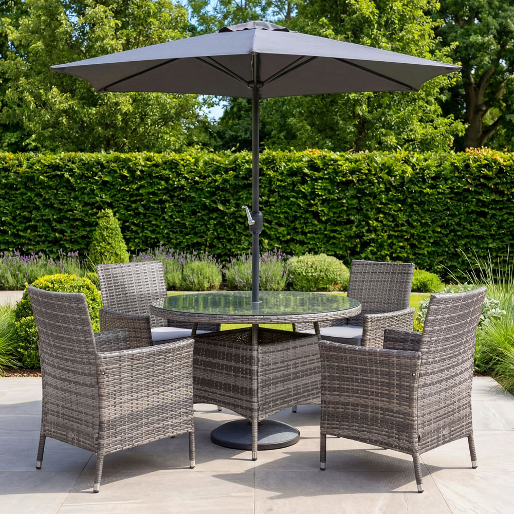 Charles Bentley 4 Seater Rattan Dining Set Grey Image 5
