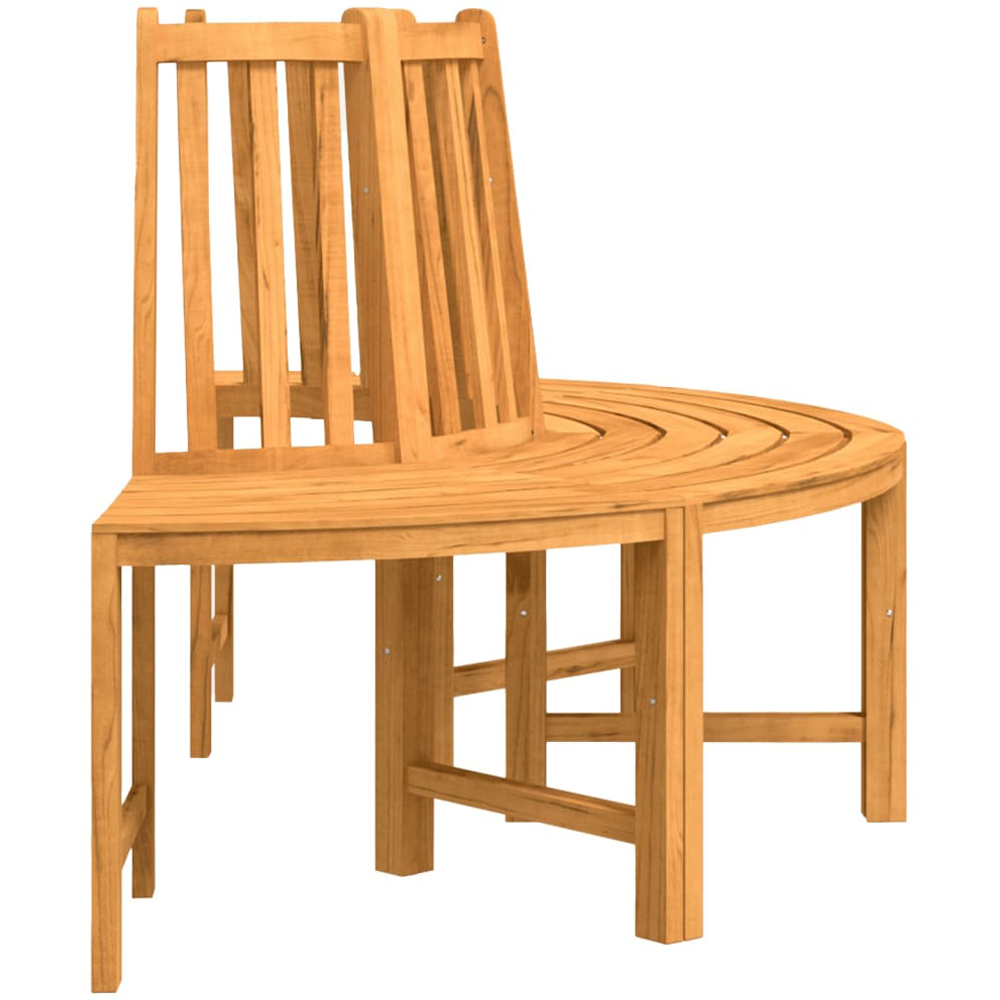 vidaXL 4 Seater Natural Solid Teak Wood Half Round Tree Bench Image 4