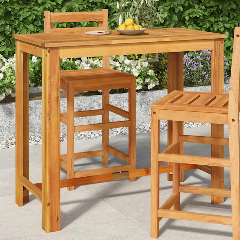 vidaXL Solid Wood Acacia Rectangular Garden Bar Table Image 1