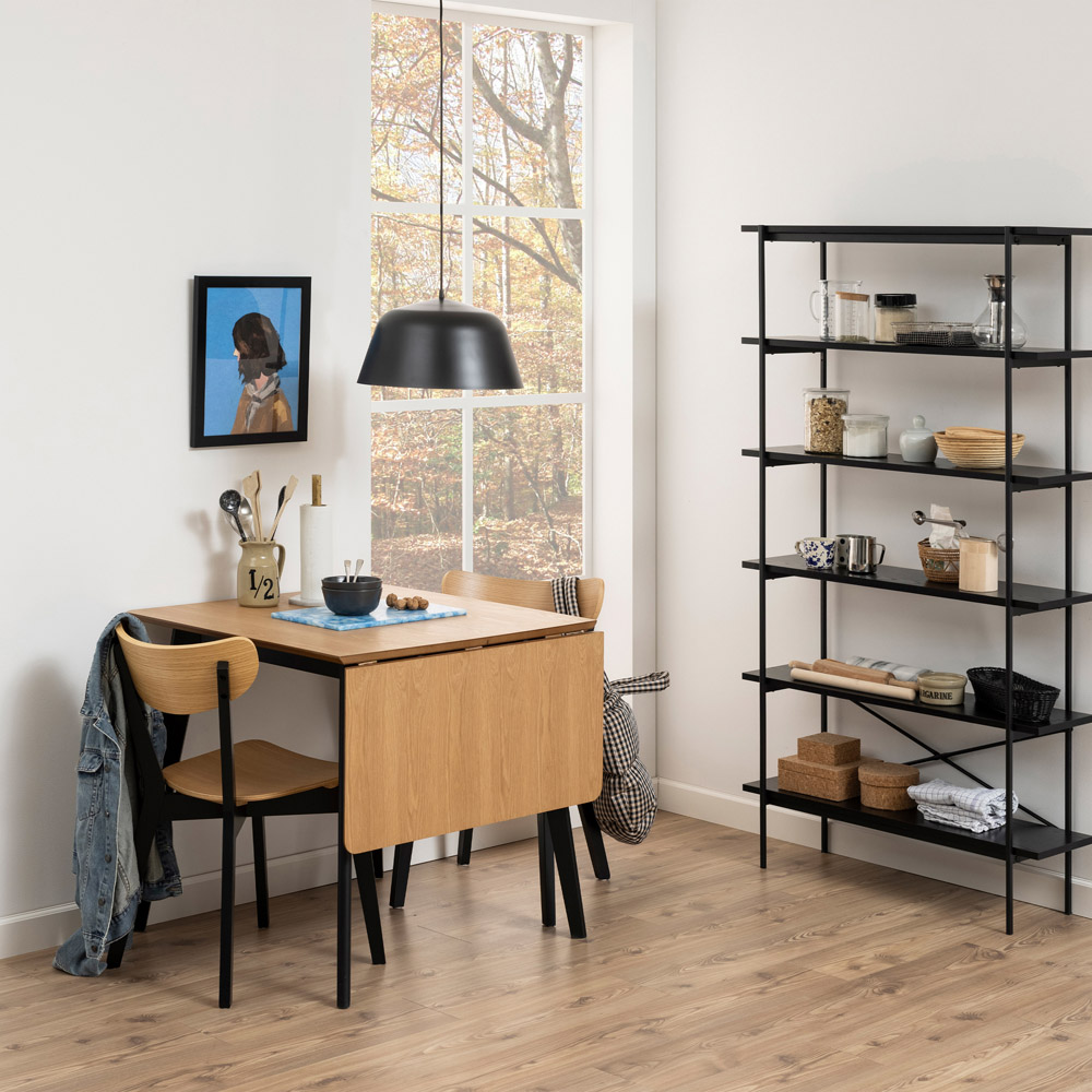 Florence Roxby 80 to 120cm Extending Dining Table Oak and Black Image 8