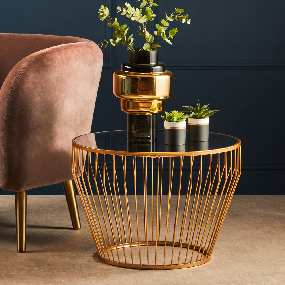 Premier Housewares Avantis Gold Finish Tapered Design Side Table Image 3