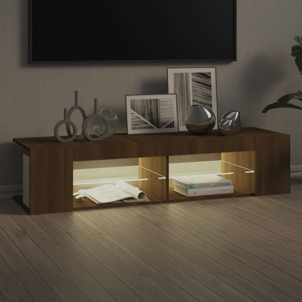 vidaXL 4 Shelf Brown Oak LED TV Cabinet Image 1