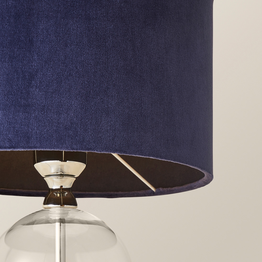 ValueLights Jessy Silver and Navy Velvet Shade Glass LED Table Lamp Image 4