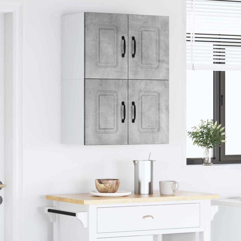 vidaXL Kalmar 2 Door Concrete Grey Wall Mounted Kitchen Cabinet Set of 2 Image 9