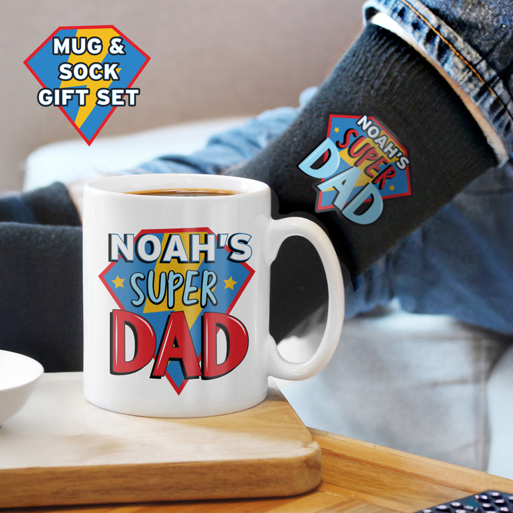 Personalised Memento Company Personalised Super Dad Mug and Socks Set Image 3