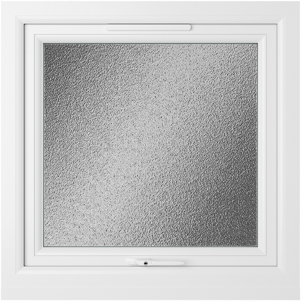 Crystal uPVC Triple Glazed Window Top Hung Opener Grey White Obscure Glass 610x610mm Image 2
