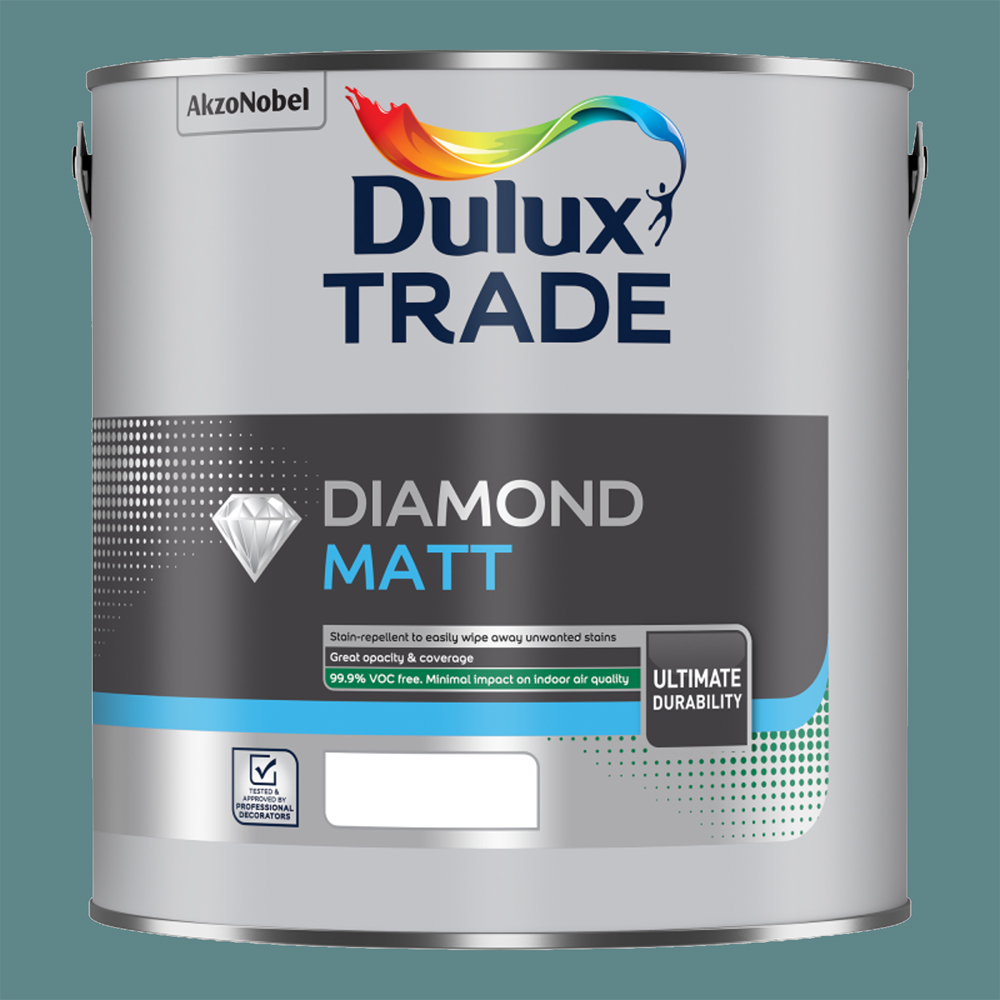 Dulux Trade Teal Voyage Walls and Ceilings Diamond Matt Paint 5L Image 2