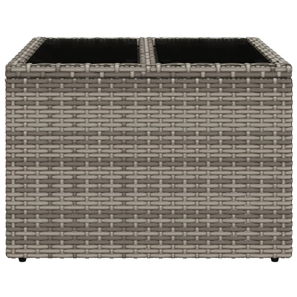 Walplus Grey Poly Rattan Glass Top Garden Coffee Table Image 3