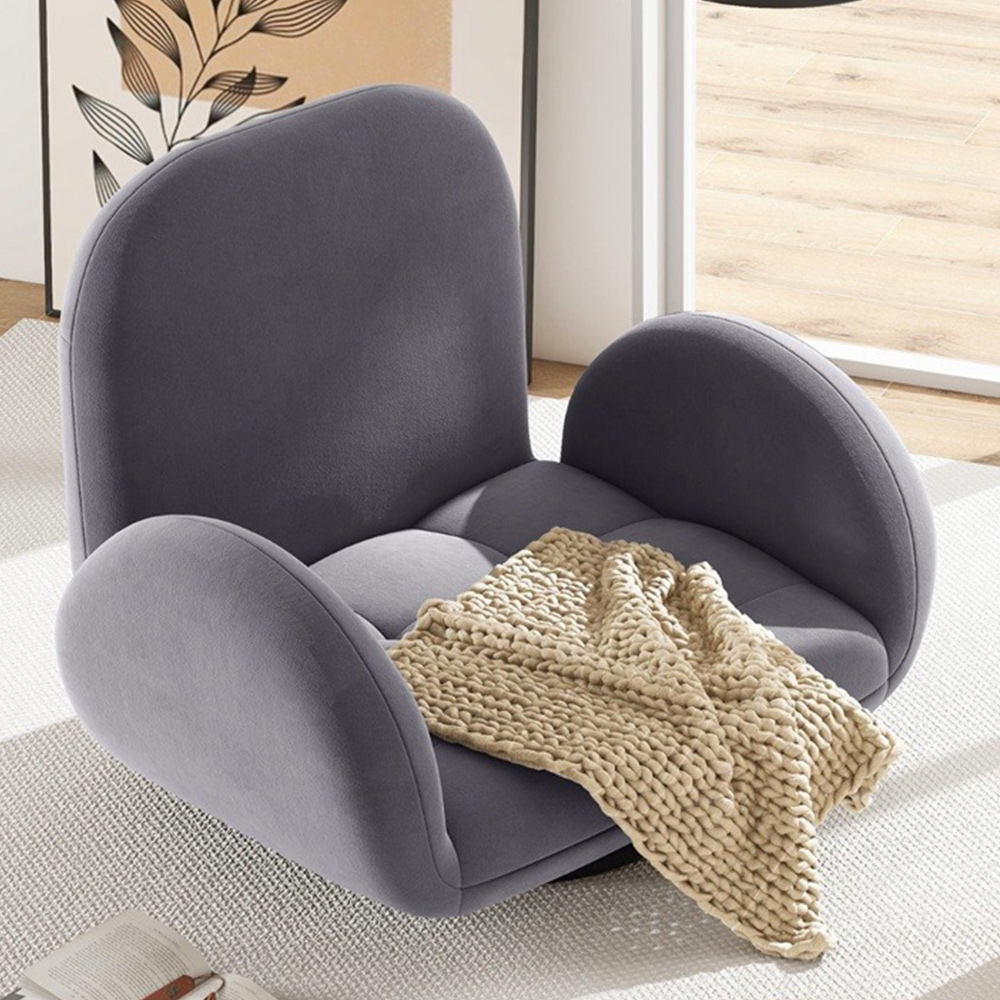 Costway Grey Adjustable Swivel Floor Chair with Backrest and Armrests Image 1