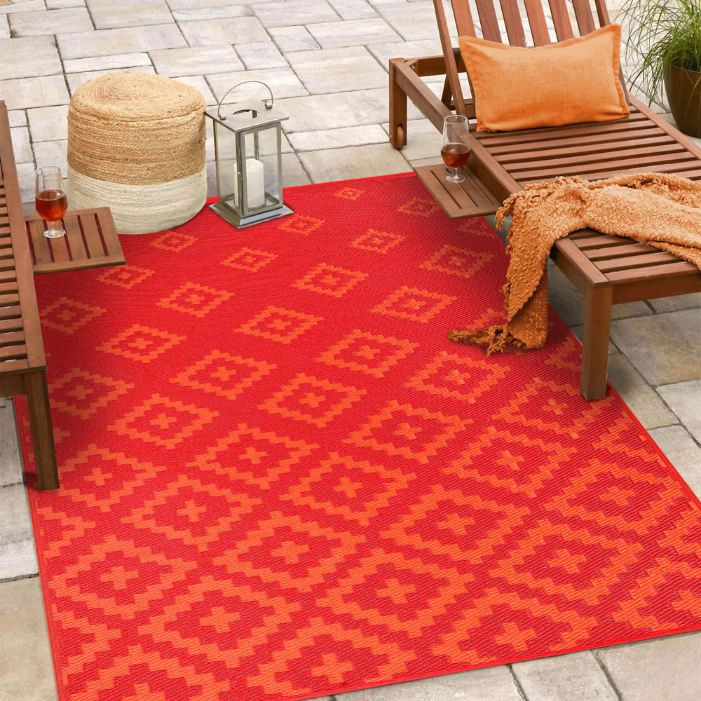 Green Decore Bettina Red and Orange Outdoor Rug 120 x 180cm Image 6