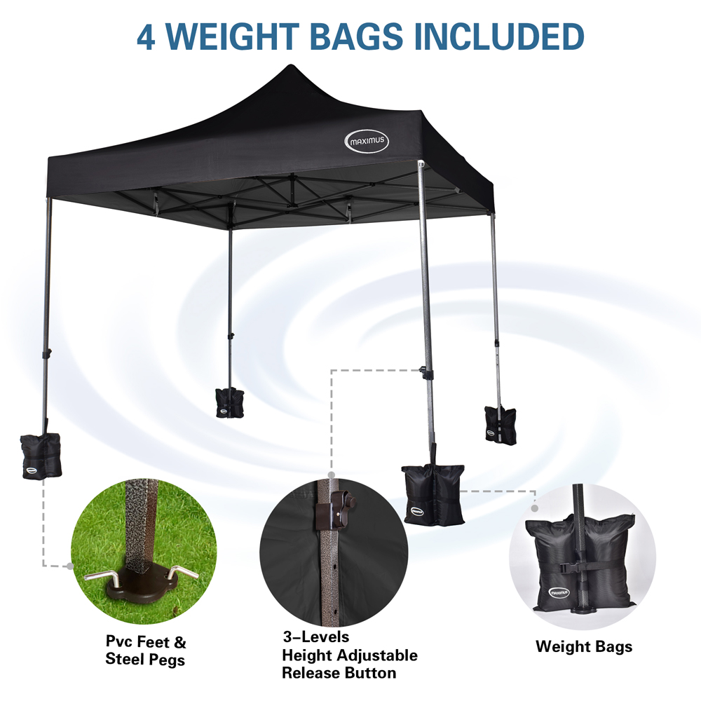 Maximus Black Pop Up Outdoor Gazebo with Removable Sides 3 x 3m Image 5