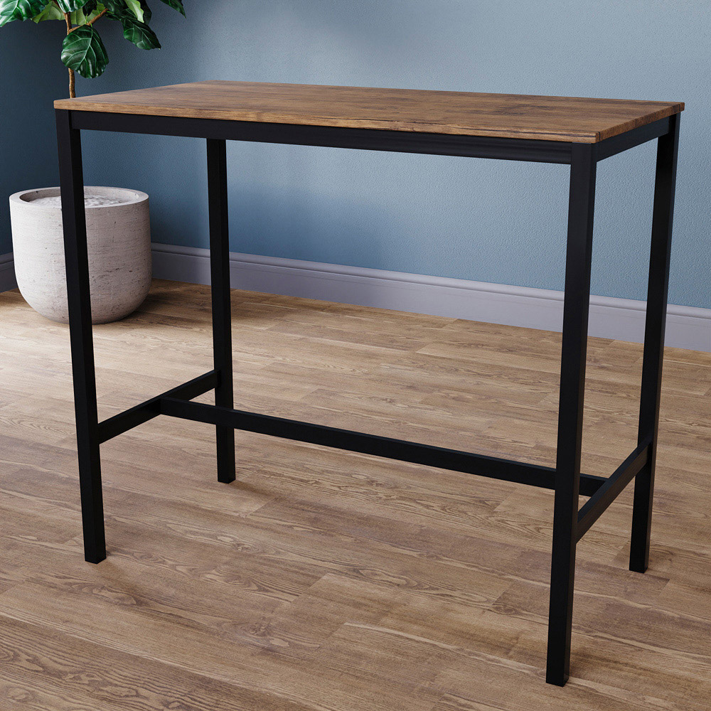 Vida Designs Roslyn 2 Seater Metal Frame Breakfast Table Set Dark Wood Image 7