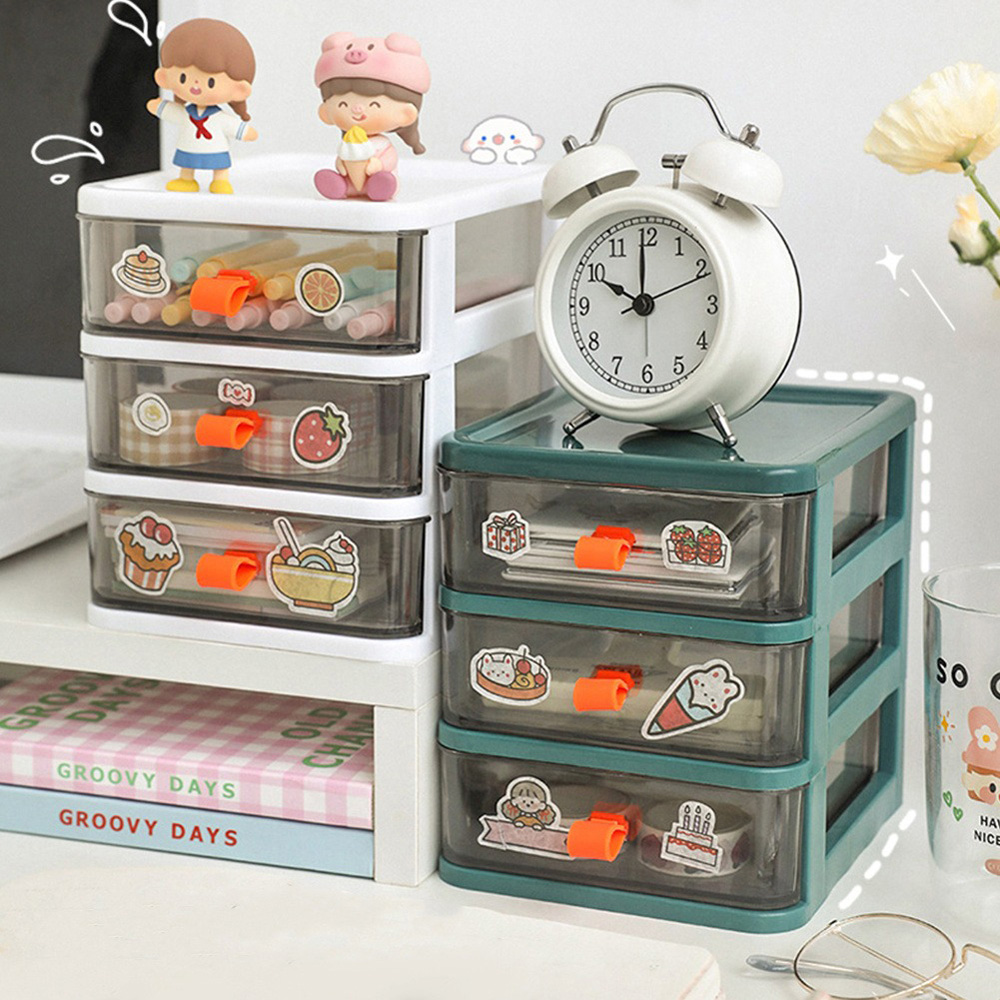 Living and Home 3 Drawer Multipurpose Transparent Makeup Storage Organiser Image 2